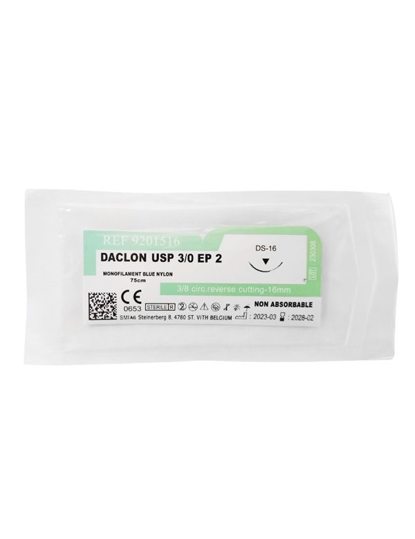 Kirurški konac Daclon Nylon monofil 75 cm, EP 2, USP 3/0, igla 3/8, cir. cut 16 mm
