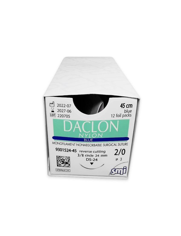 Kirurški konac Daclon Nylon monofil 45 cm, USP 2/0, igla 3/8, cir. cut 24 mm
