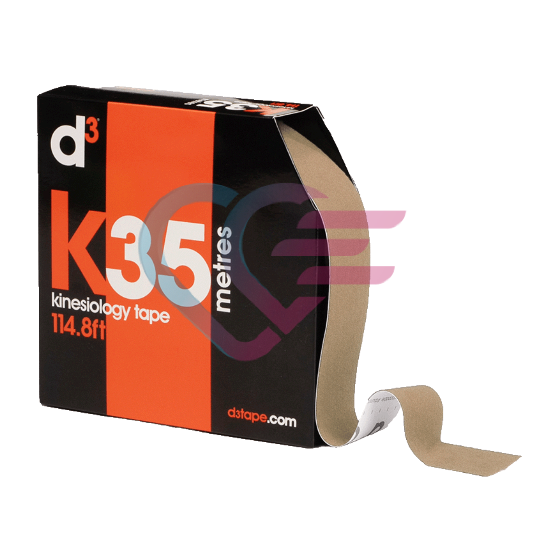 Bež vodootporna kineziološka traka dimenzije 5 cm x 35 m