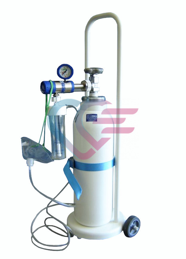 Komplet za terapiju s kisikom OXY-3 T: boca 3 lit, kolica, ventil s protokomjerom i ovlaživaćem, maska