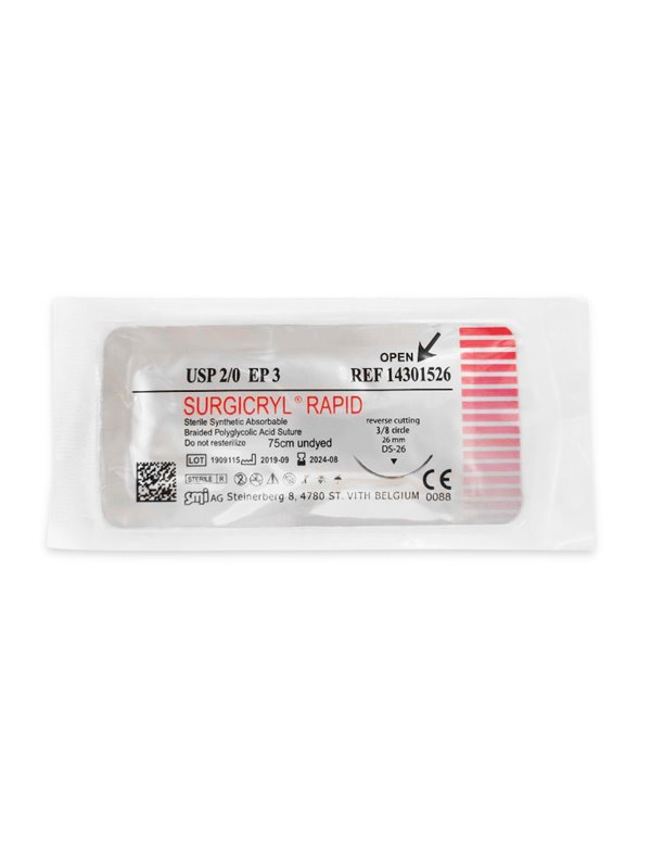 Kirurški konac Surgicryl rapid pga EP 3, USP 2/0, igla 3/8, cir. cut 26 mm/75 cm