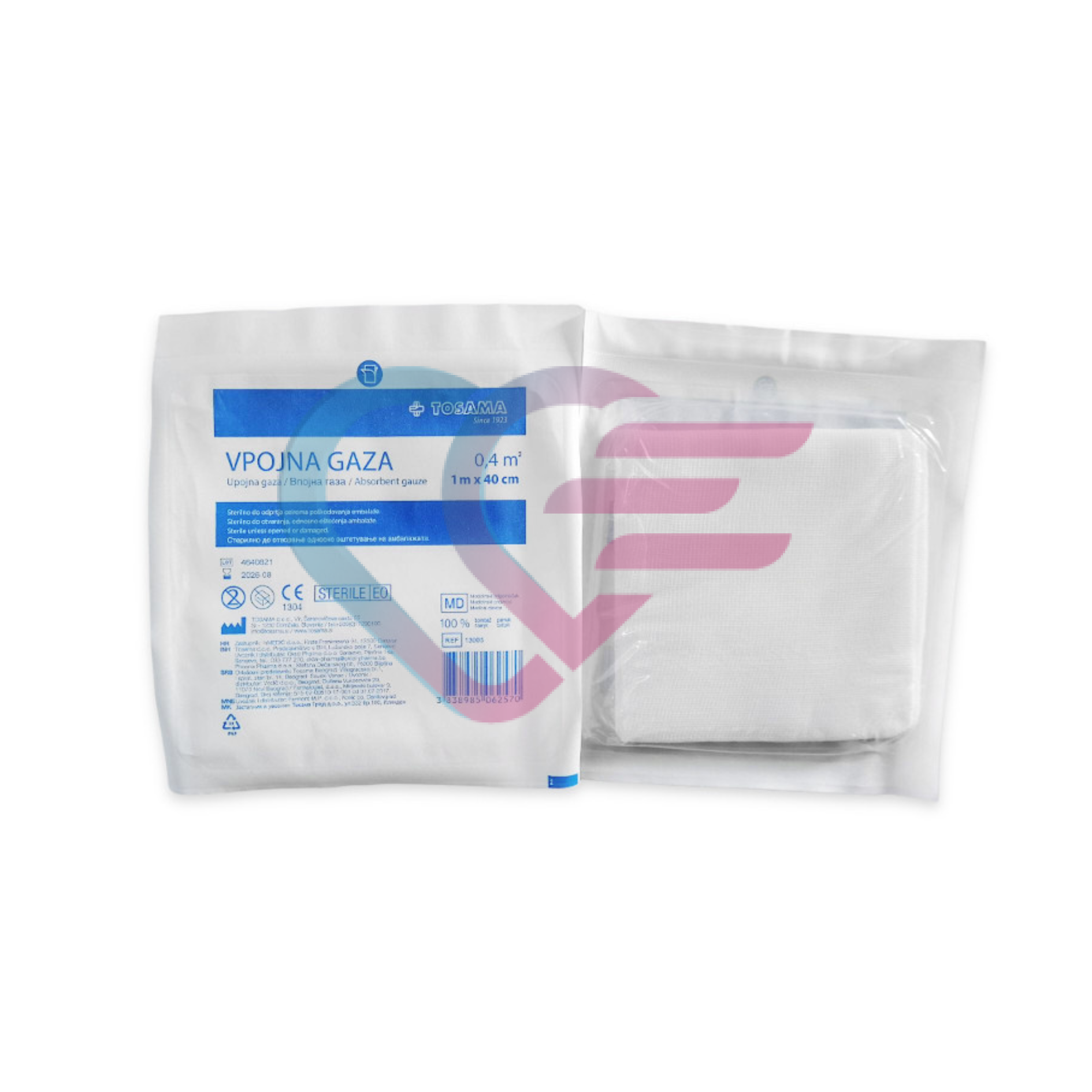 Upojna sterilna gaza dimenzije 1/2, 0,4m2