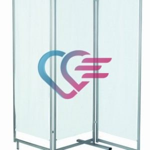 PARAVAN TRODIJELNI, BEZ KOTAČA, METALNA OSNOVA SIVA, BIJELO PLASTIFICIRANO PLATNO, dim. 180 x 180